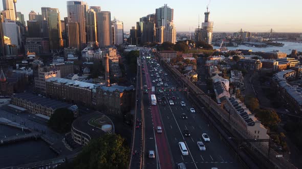 An Aerial View of the Western Distributor with Rush Hour Traffic to and from the City Centre alt