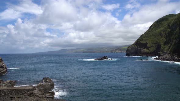 Sao Miguel Island Cliff and Atlantic Ocean, Beautiful Landmarks in the Azores Islands