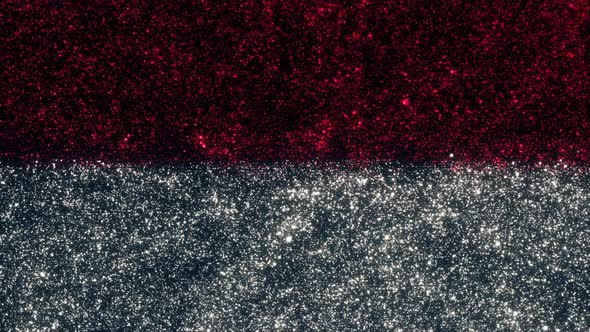 Monaco Flag With Abstract Particles