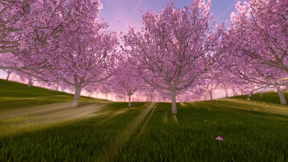 Forest Fantasy Landscape With Pink Trees