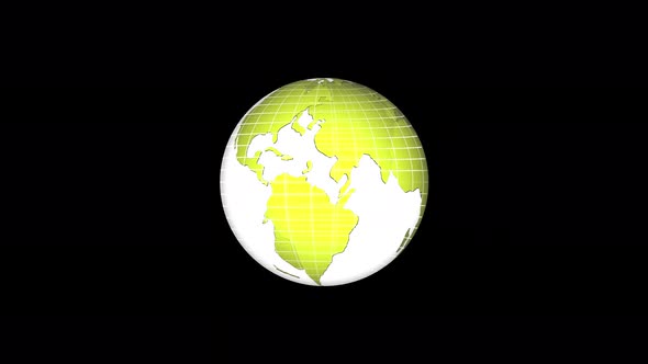 Flat design spinning Earth isolated on black. Animation of planet Earth. Flat design Vd 1735