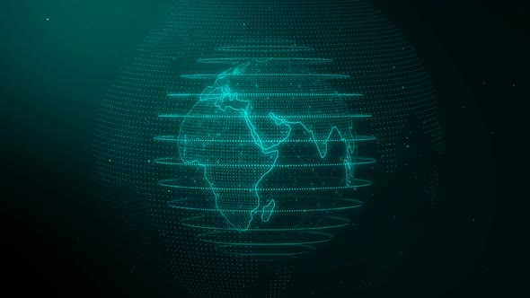 3d Rotated Cyan Color Technology Hologram Earth Animation alt