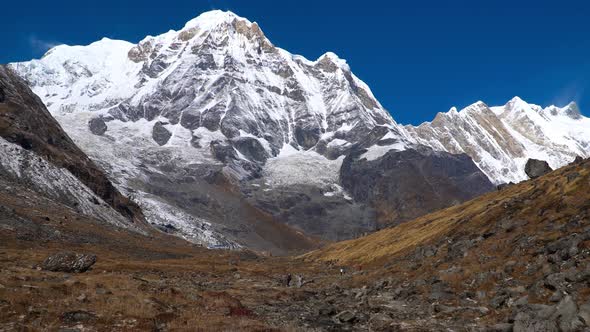 Himalayas Mountain Landscape in the Annapurna Region. Annapurna Peak in the alt