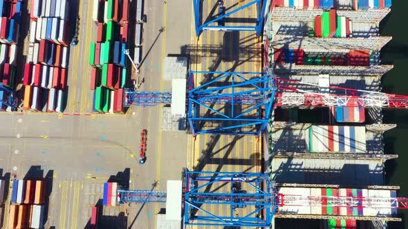 Container ship from sea port working for delivery containers shipment and container warehouse backgr alt