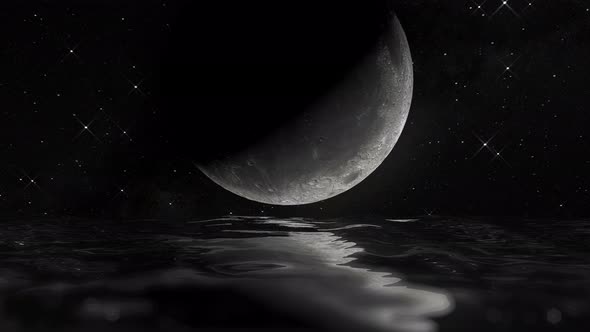 4k Moon In Dark Water