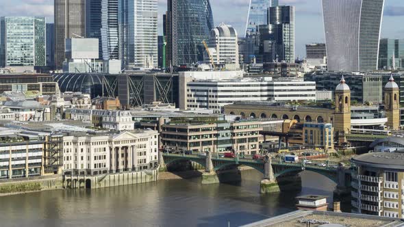 Traffic cars on Southwark Bridge, London, UK alt