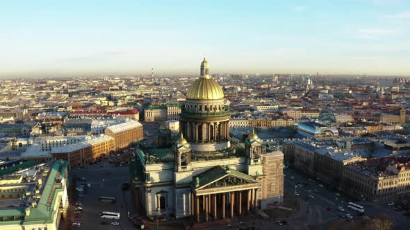 Aerial View of Saint Isaac's Cathedral And Voznesensky Prospect