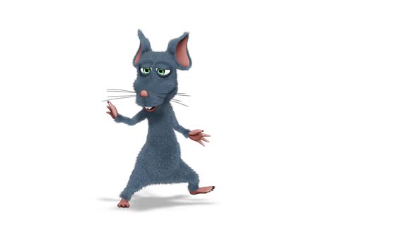 Cartoon 3D Rat Fun Dance  Looped on White