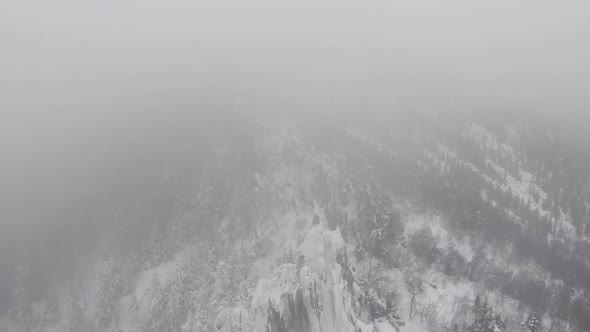 Snowfall in the Mountains Top View
