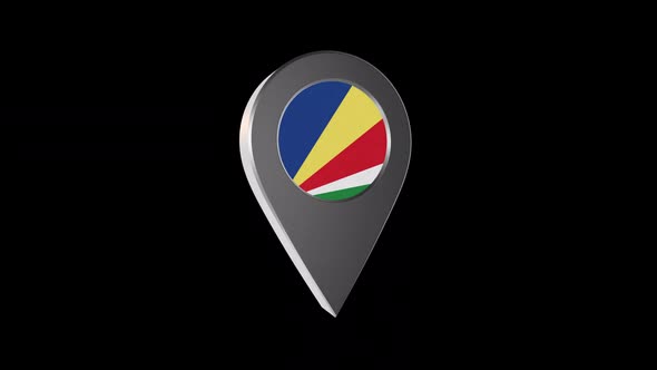 3d Animation Map Pointer With Seychelles Flag With Alpha Channel - 2K alt