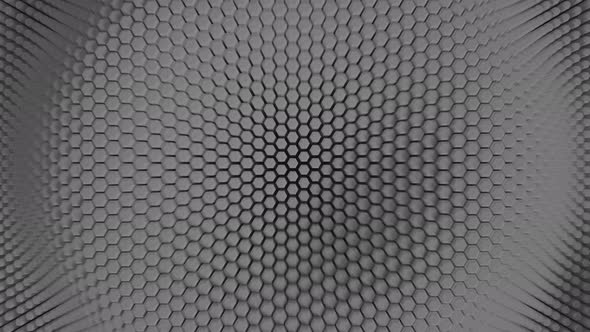 White minimalism mosaic surface with moving hexagons