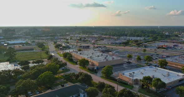 Aerial View of in Houston Texas Residential Mall Plaza Near 45 Interchanges Freeway Driveways alt
