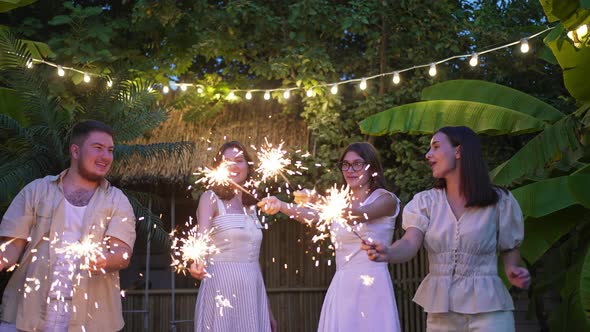 Friends with Sparklers Celebrate