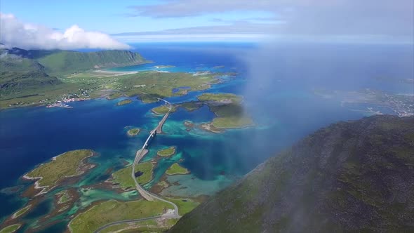 Aerial view of beautiful Lofoten islands in Norway