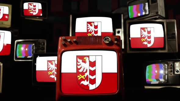 Flag of Opava, Czech Republic, on Retro TVs.