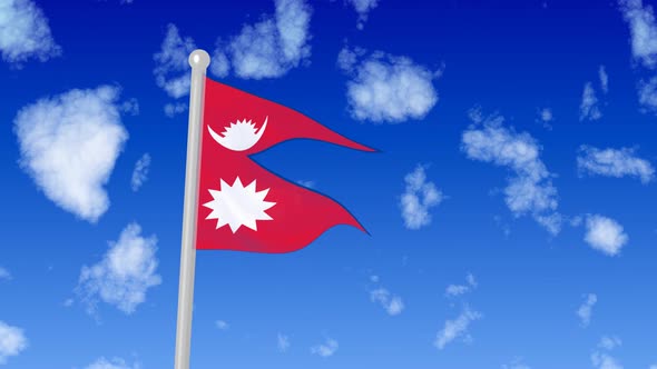 Flag Of Nepal Flaying National Flag In The Sky alt