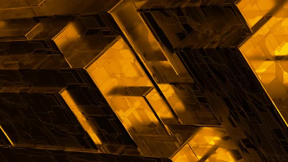 Background Metal Golden of Cubes Abstract Motion Loop 3d Rendering Illustration