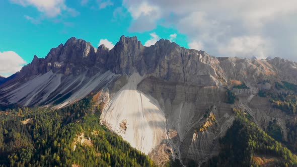 Bird's-eye View of the High Peaks of the Mountains in the Province of Bolzano, Tullen in Dolomites