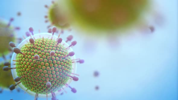 Covid19 Coronavirus Paramyxovirus Mumps  Closeup of Virus Under Microscope alt