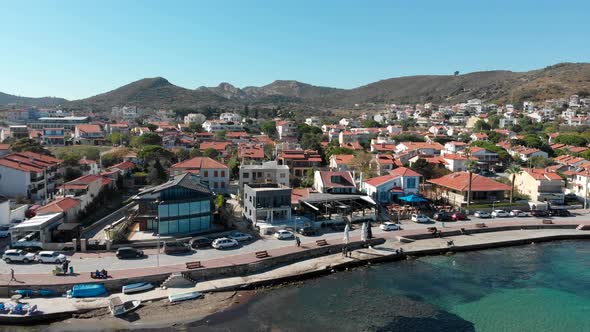 Various drone shots in beautiful Urla, Izmir - the third largest city in Turkey. Blue waters of the alt