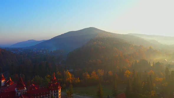 Aerial Drone Video Flying Over Carpathians Mountains, Ukraine, Europe alt