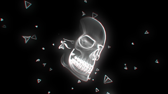 Neon Glowing Skull 02 4K