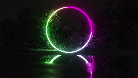 Abstract Animation 3D Neon Circle