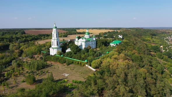 Monastery With Green Domes in Ukraine