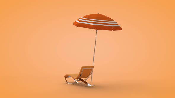 Beach Deck Chair And Umbrella 