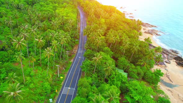 Aerial view from a drone over the beach, Khanom-Sichon viewpoints alt