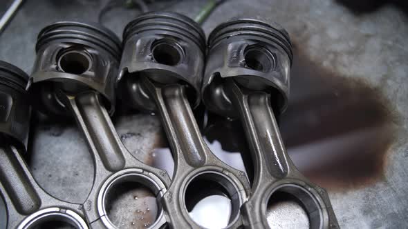 car pistons are on the table alt