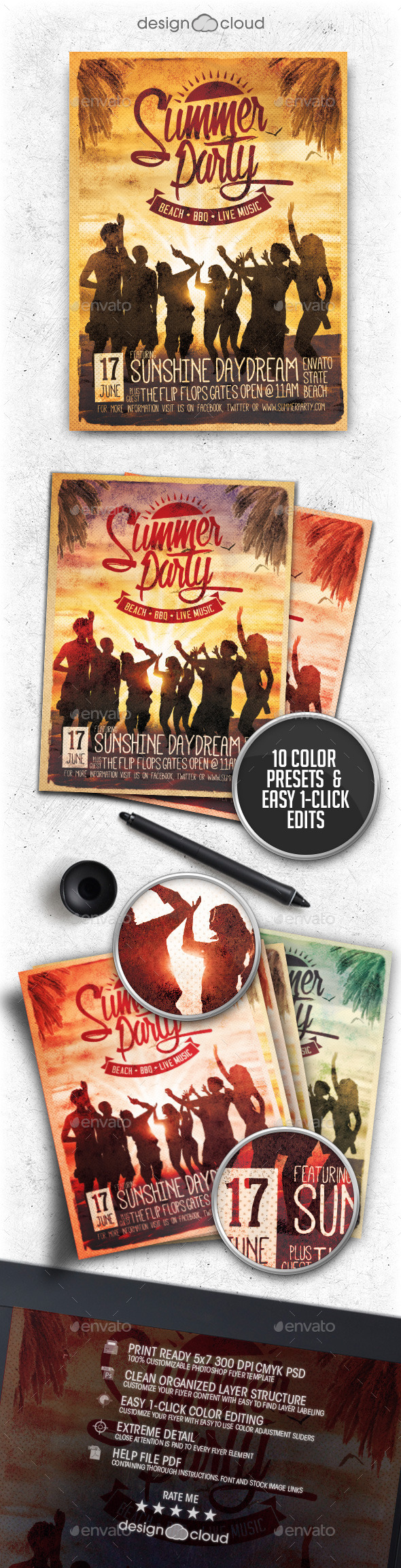 Retro Summer Party Flyer Vol. 1 - Clubs & Parties Events