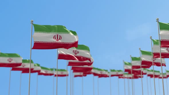 Iran Row Of Flags 3D Animation alt