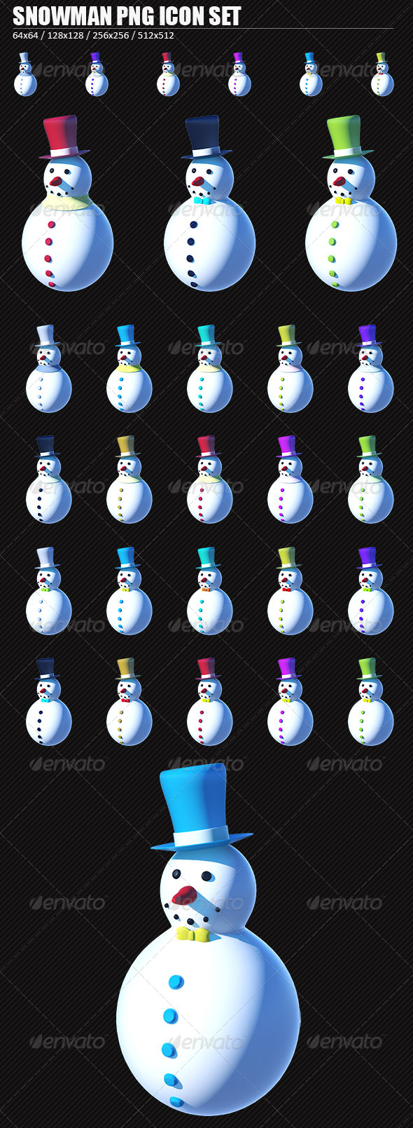 Snowman PNG Icon Set - Seasonal Icons