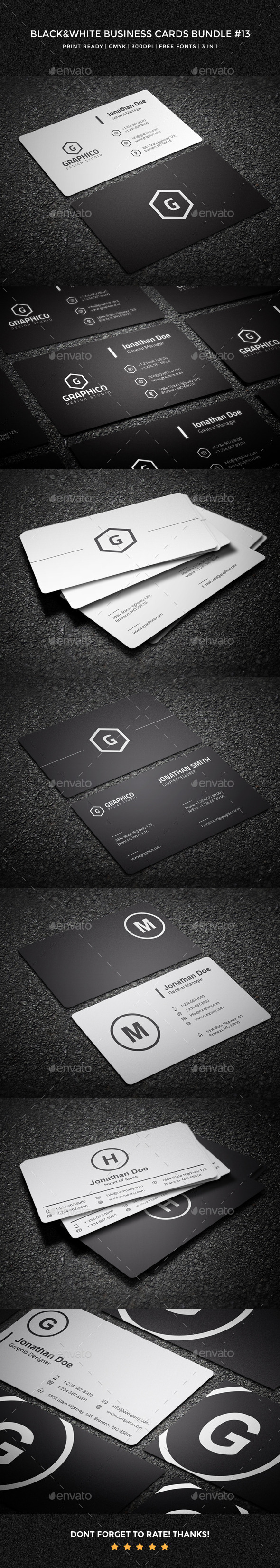 Black & White Business Cards Bundle - 13 - Corporate Business Cards