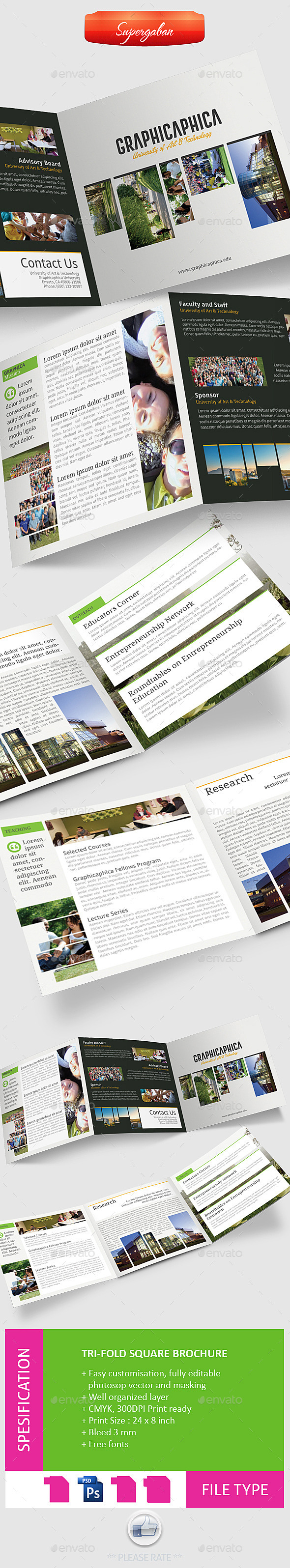 Graphica Tri-fold Square Brochure - Brochures Print Templates
