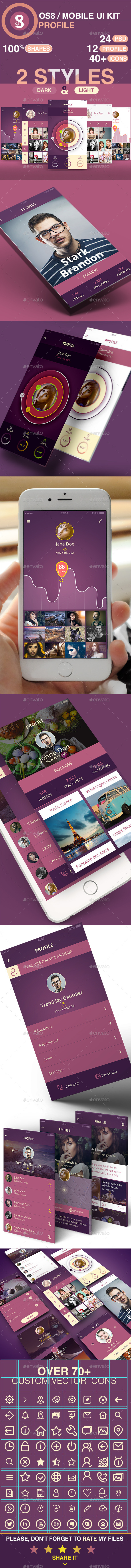 Profile / Mobile UI Kit - User Interfaces Web Elements