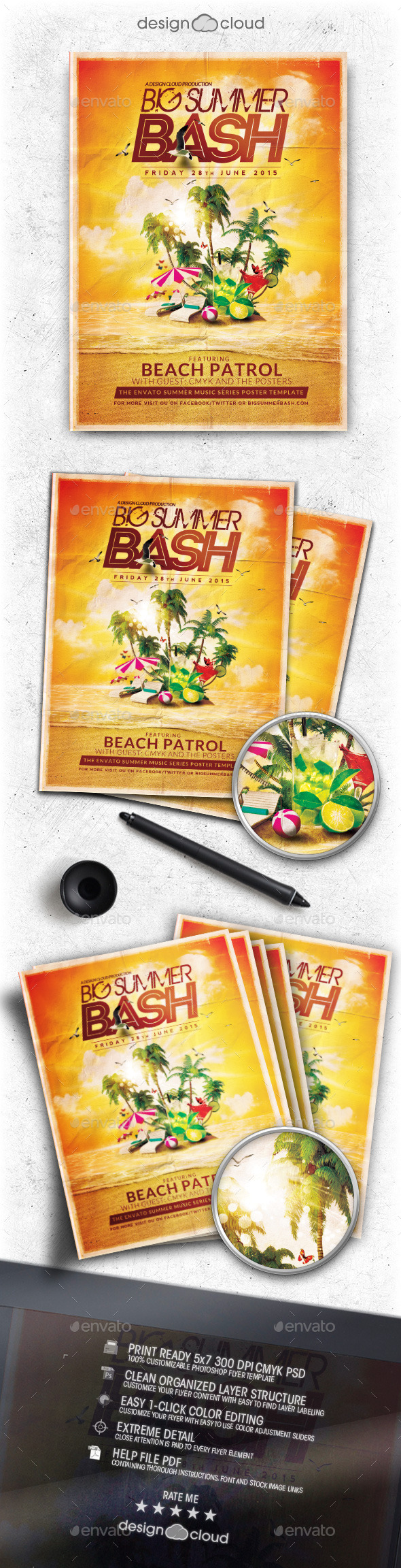 Big Summer Bash Flyer Template - Clubs & Parties Events