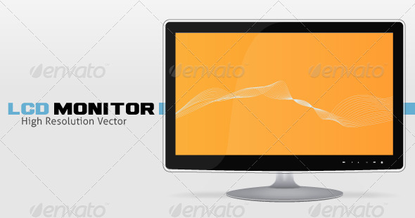 High Resolution LCD Monitor Vector - Computers Technology