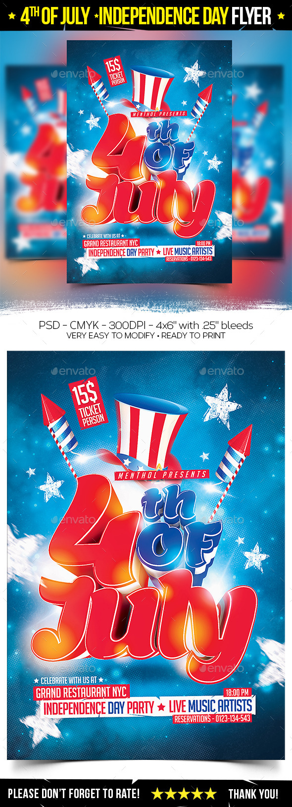 4th of July Independence Day Flyer - Clubs & Parties Events