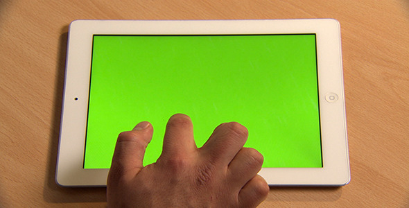 Hand Scrolling on a Green Screen Tablet