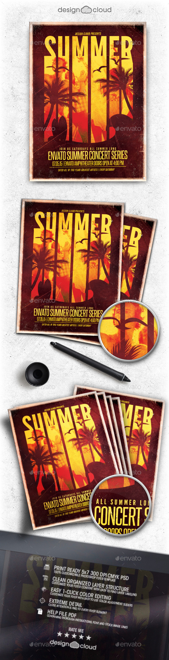 Retro Summer Party Flyer Template Vol. 2 - Clubs & Parties Events