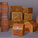 Low poly box and barrel