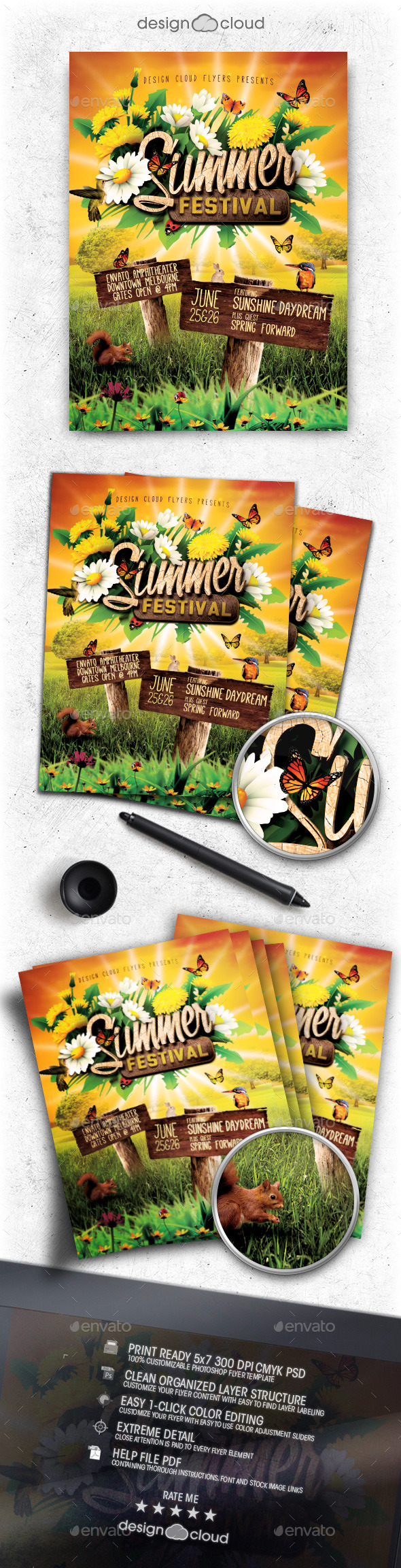 Summer Festival Flyer Template - Concerts Events
