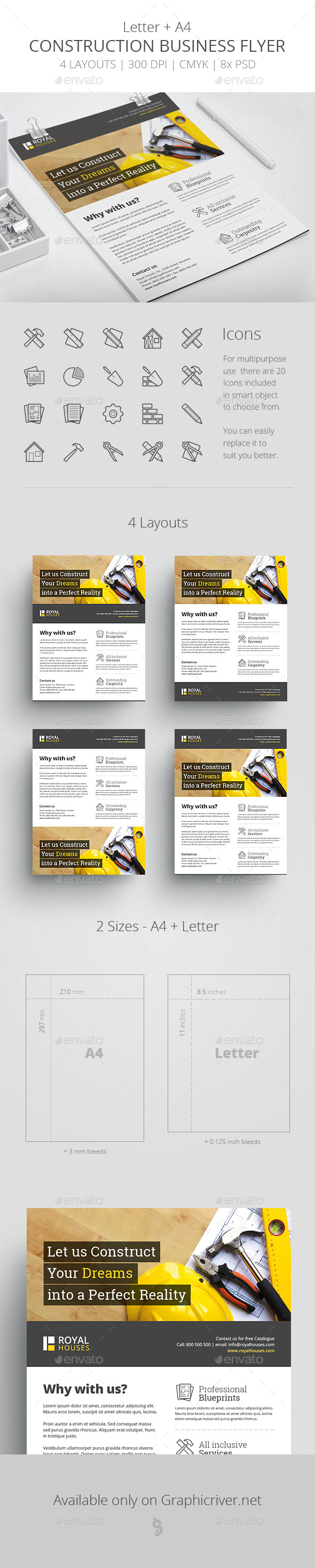 Construction Business Flyer - Letter + A4 - Corporate Flyers