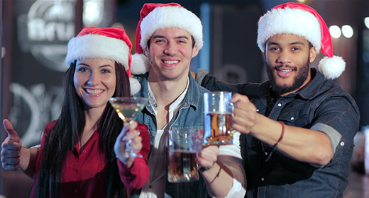 Friends in Santa hats
