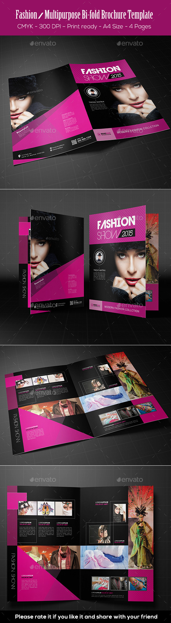 Fashion / Multipurpose Bi-fold Brochure Template - Brochures Print Templates