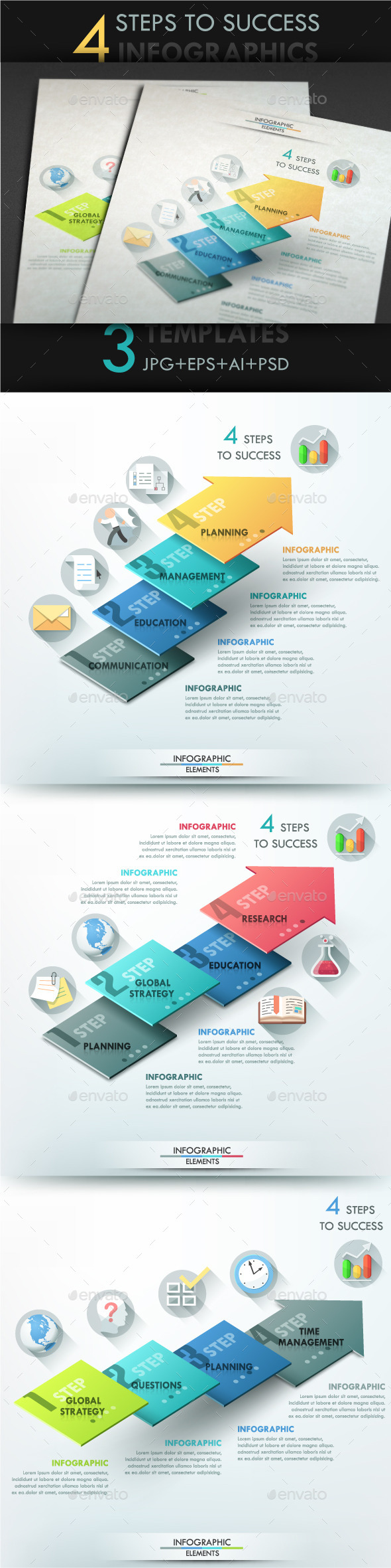 Modern Infographic Options Template (3 Items) - Infographics