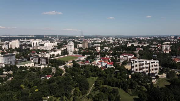 Aerial Drone View of Chisinau at Sunset alt