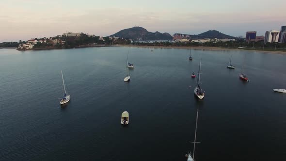 Aerial image of the city of Vitória in Espírito Santo, Brazil, smooth motion video showing several v alt